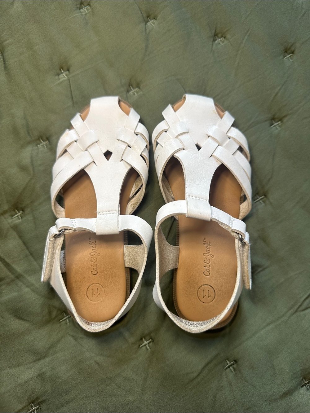 Cat & Jack White Braided T-Strap Sandals